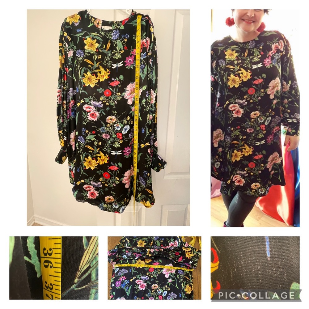 Long sleeve floral dress.Wide-cut. Buttoned cuffs. Smoke and pet free home.